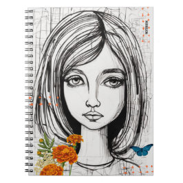 PERSONALIZAR: Retrato desenhado à mão | Caderno