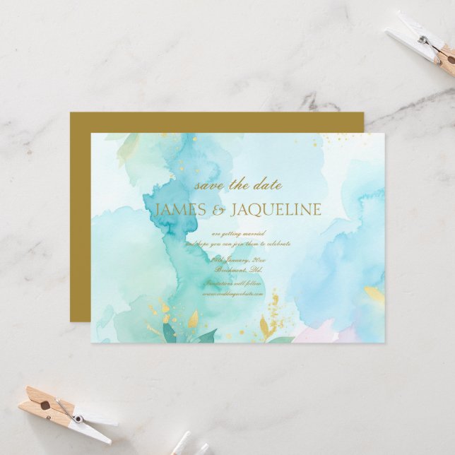 Personalizar Salvar a Data do Casamento Aquarela a (Frente/Verso In Situ)