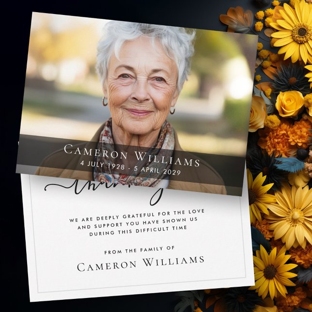 Personalizar simpatia de foto em cartões de agrade (Custom photo sympathy bereavement thank you card)