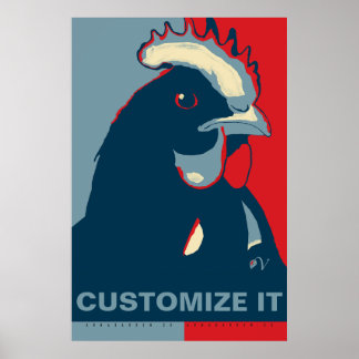 PERSONALIZAR TI Poster de galinha azul-Pop azul-br