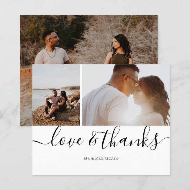 Personalizar três fotos com amor e obrigado (Frente/Verso)