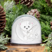 Personalizar: Urso Branco Fofo Pescando Estrela na
