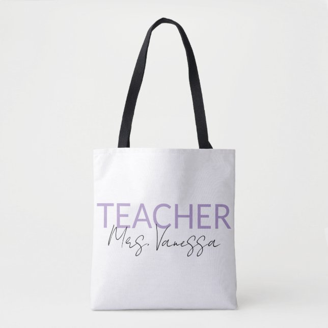 Personalization Teacher Name Tote Bag, Retro Teach (Frente)