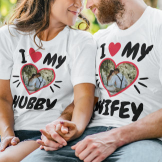 Personalizável Eu Amo Minha Camisa T [Hubby/Wifey]
