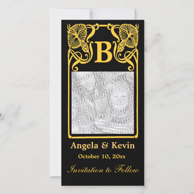 Personalizável Guardar o Cartão Monograma de Fotog (Frente)