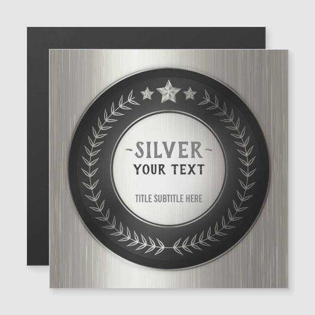 PERSONALIZÁVEL IMPRESSÃO DIY MEDAL Silver Champion (Frente/Verso)