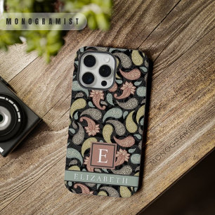 Personalizável Preto Amarelo Azul Rosa Paisley