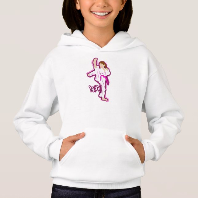 Personalize a camisa do Hoodie da menina do karaté (Frente)
