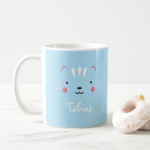 Personalize a caneca de gato azul-adorável paletur