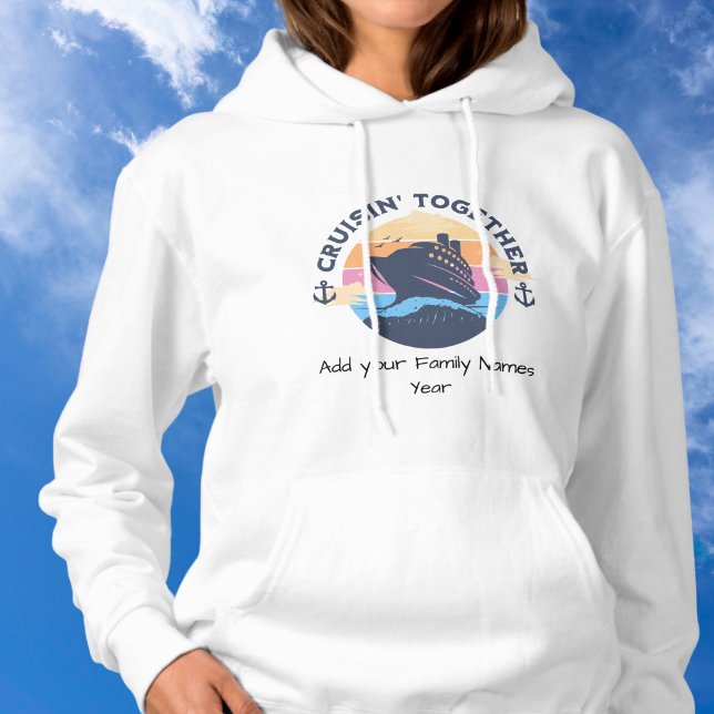 Personalize Camisa de Capuz Branca para Cruzeiro d (Stylish Hoodie Add family Names)