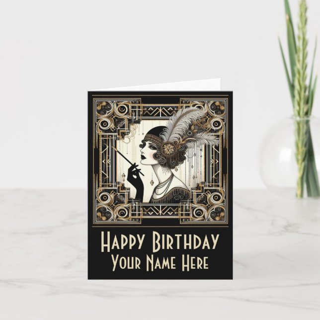 Personalize Cartão Art Deco Twenties Flapper No 3 (Frente)