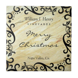 Personalize Christmas Marble Scroll Wine