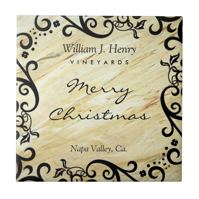 Personalize Christmas Marble Scroll Wine (Frente)