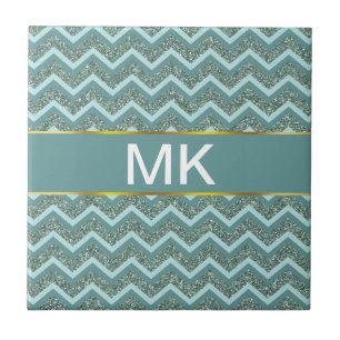 Personalize esta Glitter Teal ZigZag