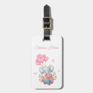 Personalize   Etiqueta de Bagagem Elefante Rosa Fo