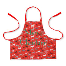 Personalize o Apron Xmas DEER ROCKING HORSE