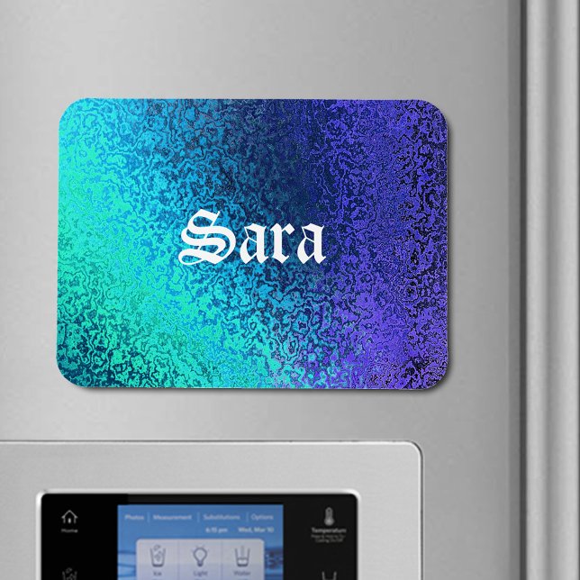 Personalize o nome e os tons no ímã Premium azul (Personalize Name and Shades in Blue Premium Magnet)