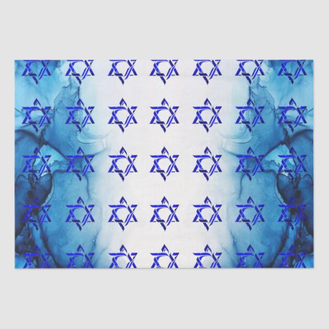 Personalize o papel tecidular HANUKKAH HEBREW STAR (Frente )