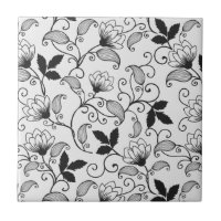 Personalize o teste padrão floral preto