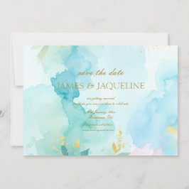 Personalize Salve o Dia do Casamento Aquarela azul