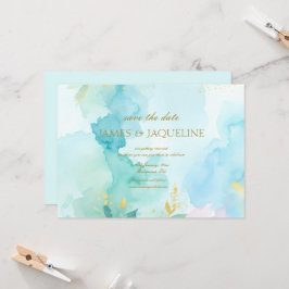 Personalize Salve o Dia do Casamento Aquarela azul
