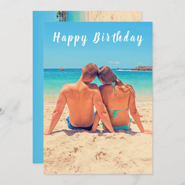 Personalize seu Cartão de Aniversário de Foto com  (Frente/Verso)