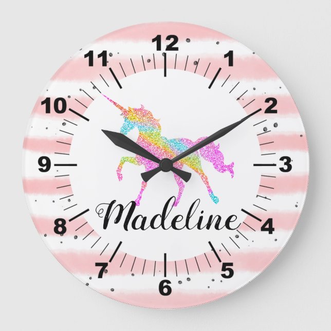 Personalize seu próprio relógio grande do Unicorn  (Frente)