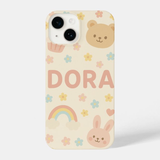personalize Soft Pastel Cute Phone Case with Name (Verso)