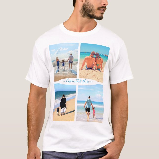 Personalize sua camisa de colagem de fotos com tex (Frente)