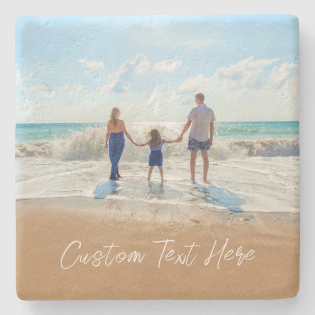 Personalize sua Porta copos de Pedra de Foto com T (Frente)
