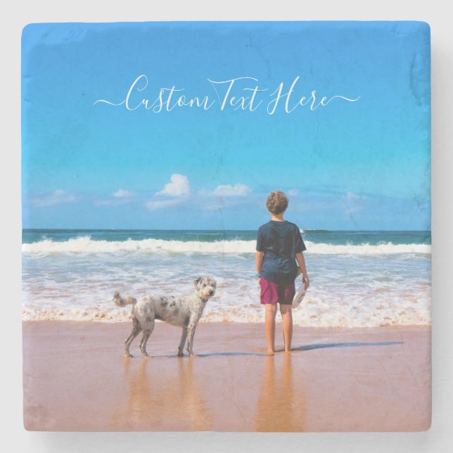 Personalize sua Porta copos de Pedra de Foto com T (Frente)