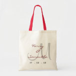 Personalize sua própria bolsa de tote de casamento<br><div class="desc">Adicione facilmente seus próprios nomes,  iniciais e data de casamento a esta mala de tote de casamento. Perfeito para chás de panela para presentes e decorações. As noivas adorarão encher todo o seu plano de casamento nesta mala de tote de casamento personalizada.</div>