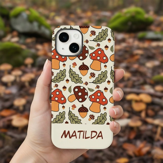 Personalized Autumn Mushroom & Acorn Phone Case (Criador carregado)