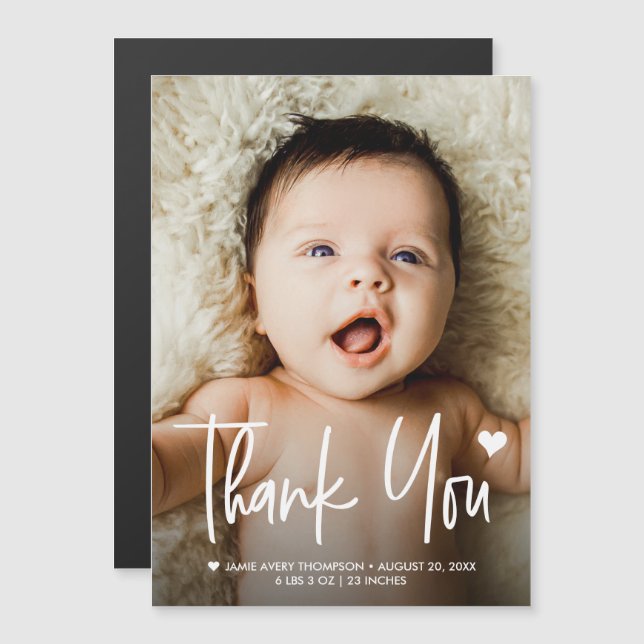 Personalized Baby Photo Thank You newborn  (Frente/Verso)