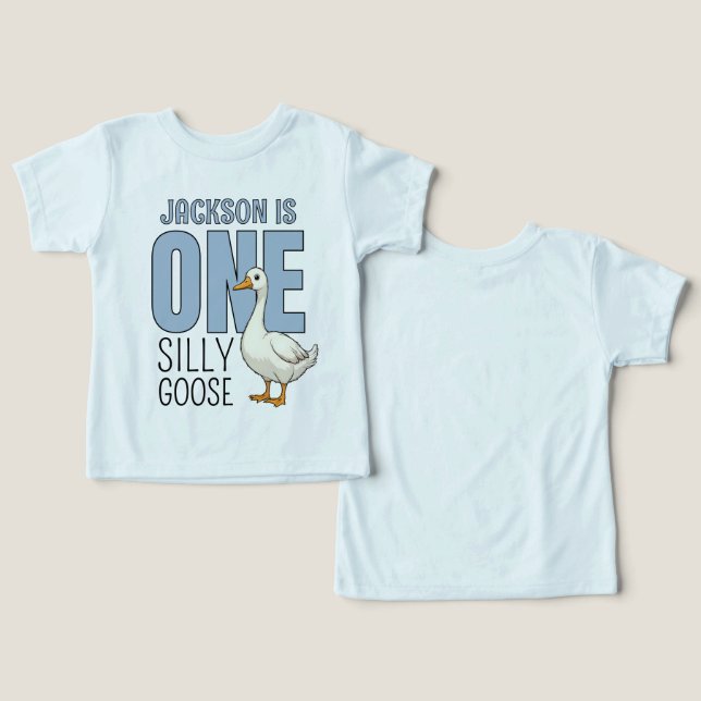 Personalized Blue One Silly Goose First Birthday (Design Frente e Verso)