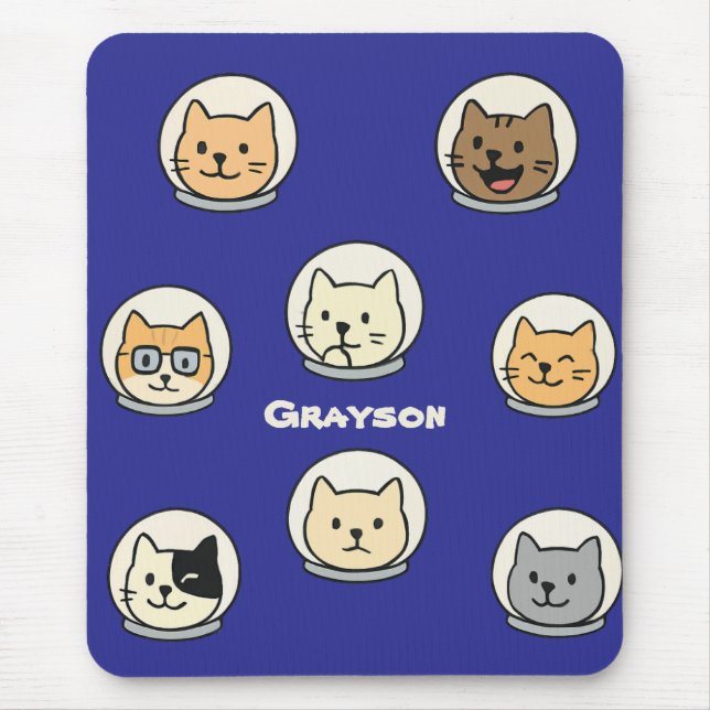 Personalized Catstronaut Mousepad With Name (Frente)
