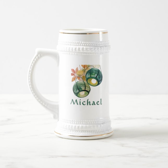 Personalized Celtic Lanterns Irish Beer Stein (Esquerda)