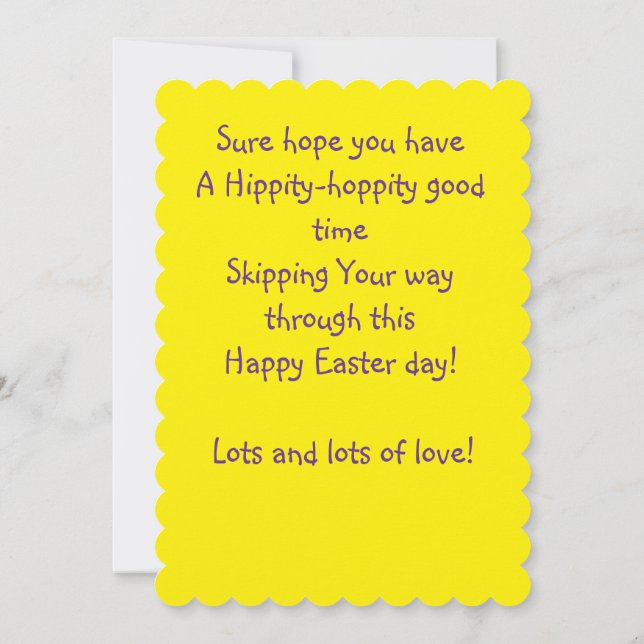 PERSONALIZED CHILDREN'S EASTER GREETING CARD  (Verso)