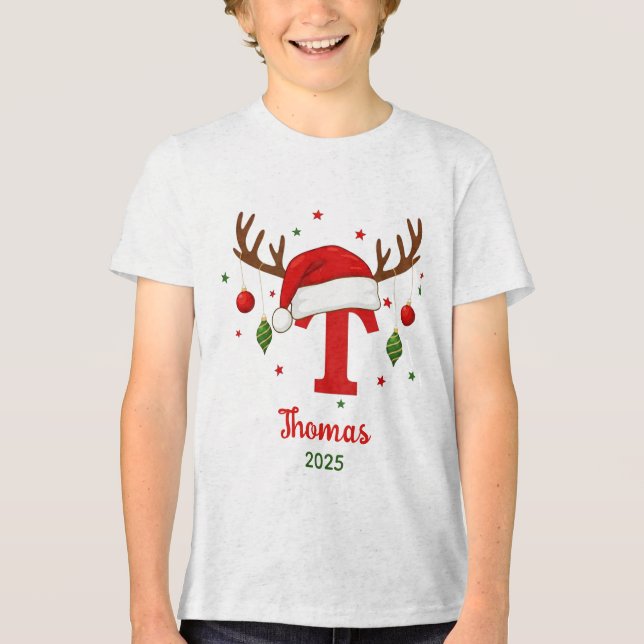 Personalized Christmas Monogram T Santa Hat (Frente)