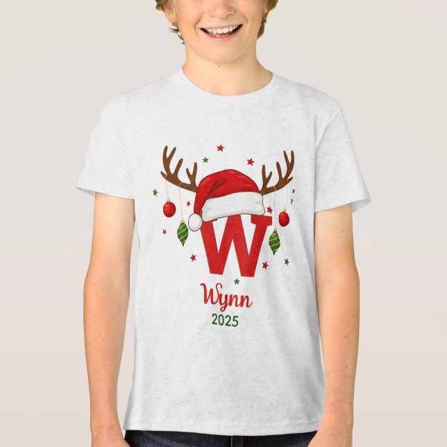 Personalized Christmas Monogram W Santa Hat (Frente)