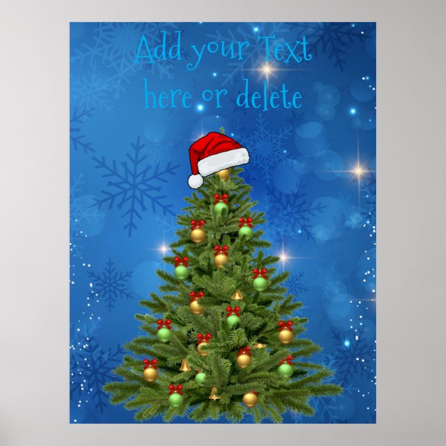 Personalized Christmas Tree Snowflake Wall Poster (Frente)