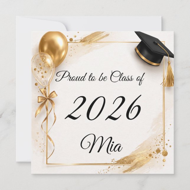 Personalized Class of 2026 Graduation Name Card (Frente)