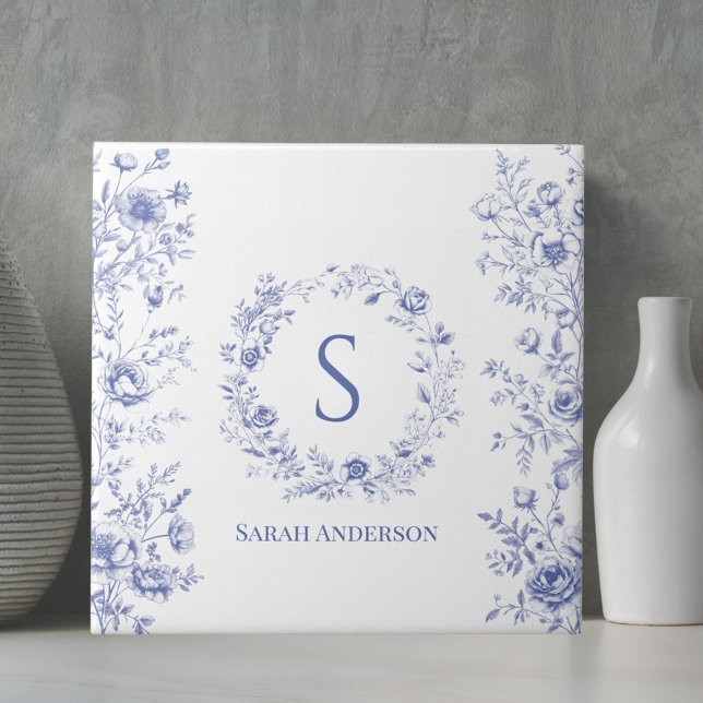Personalized Classic Blue Flowers Floral Pattern (In situ)