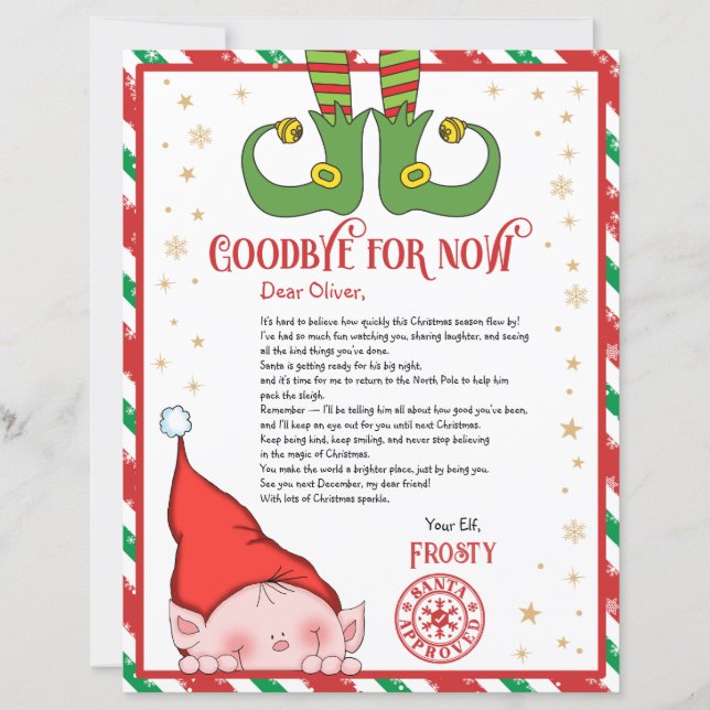 Personalized Elf Goodbye Letter for Kids (Frente)