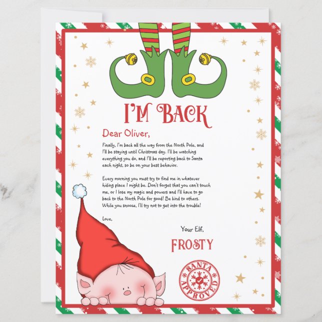 Personalized Elf Return Letter from North Pole (Frente)