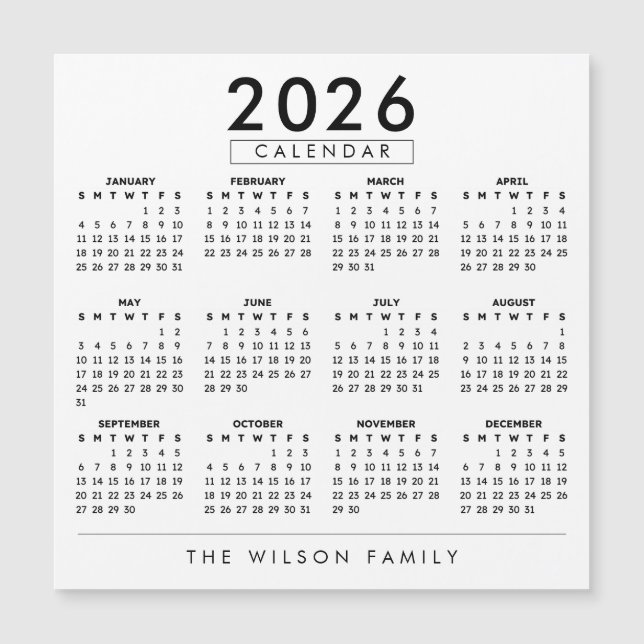 Personalized Family Wall Calendar 2026 (Frente)