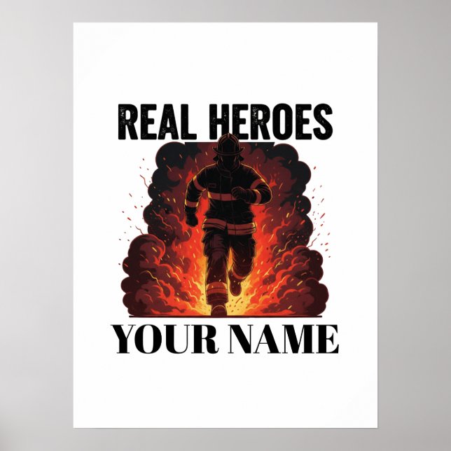 Personalized Firefighter Poster – Custom Name  (Frente)