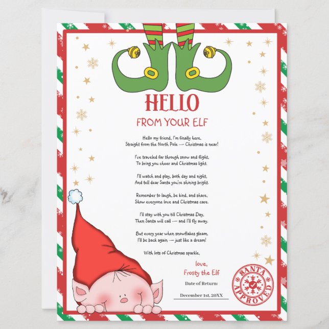 Personalized First Time Elf Arrival Letter (Frente)