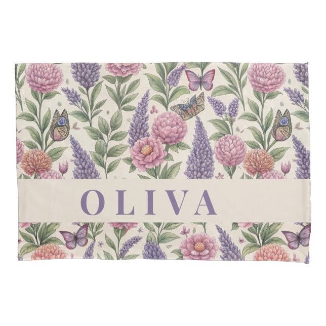 Personalized Floral and Botanical Pillow Case (Frente)