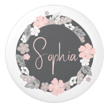 Personalized Floral Name Pink